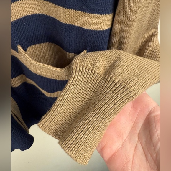 Brooks Brothers Red Fleece Button Up Cardigan Beige and Navy Men's Size Medium - Picture 5 of 9